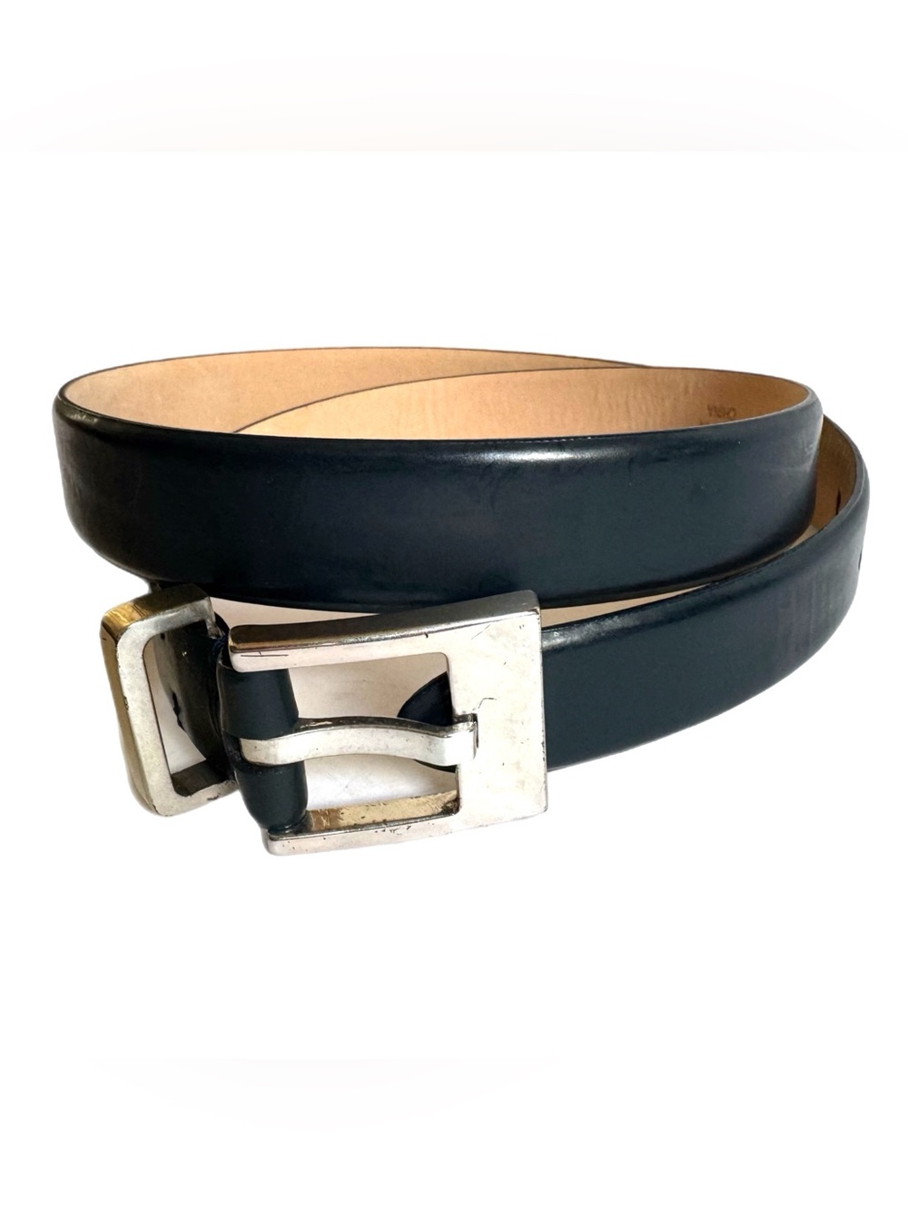 Vintage Kenneth Cole Navy Blue Glove Italian Leather Belt Women's M Classic Prep